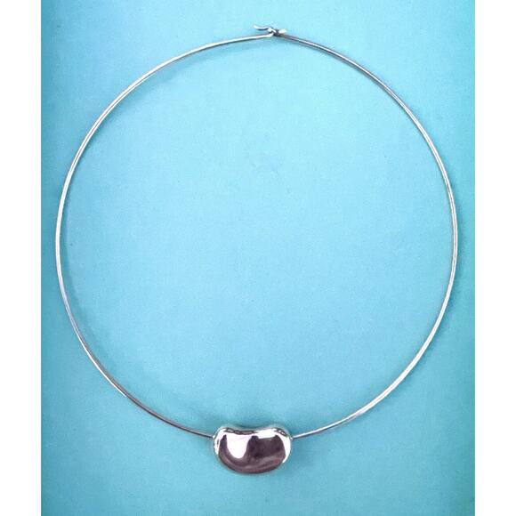 Vintage Tiffany & Co. Silver Elsa Peretti LARGE Bean Wire Hook Necklace Choker - Picture 5 of 7